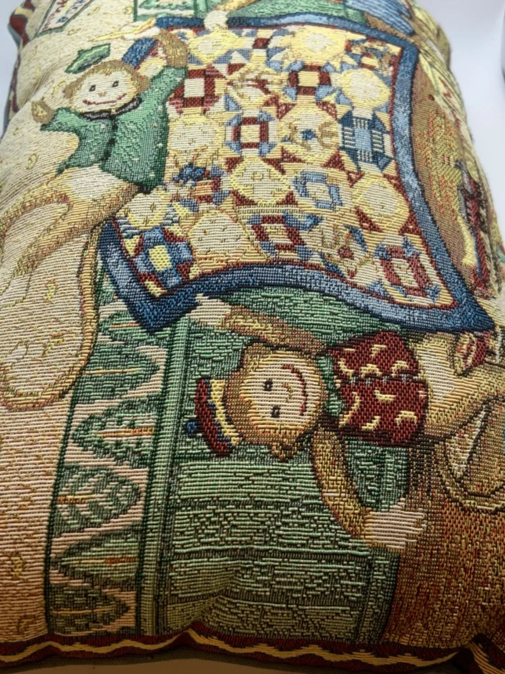 Vintage Monkey Business Cross Stitch Needlepoint Retro Accent Pillow 16